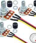 Three Pack 10K Ohm Linear Potentiometer Kit With WH148 3 Pin Variable Resistor, XH2.54 Connector Wires, 200Mm Lead, Knob Caps