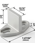 Sliding Barn Door Bottom Floor Guide With T Shape Design, Floor Mounted Bottom Track Guide, Silver Finish with dimensions shown