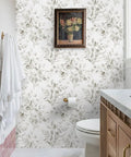 Bathroom with Peel And Stick Floral Wallpaper With Grey Eucalyptus Leaves For Bedroom Boho Farmhouse Vibe Self Adhesive Removable Contact Paper