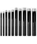 Hollow Leather Hole Punch Set 1mm To 10mm, 10-Piece Carbon Steel Leather Punch Tool, Black Finish, front view showing all sizes.