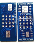 Close-up of the 10 Pcs WSON8 QFN8 DFN8 To DIP8 Programmer Adapter Board Kit showing two blue PCB boards with gold-plated pinouts.