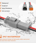 DT 2 Pin Connector 5 Sets 2 Way Waterproof Wiring Harness For Cars Trucks Boats And LED Work Lights 16 AWG in water