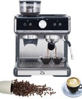 Straight Up Pro Grade 20 Bar Espresso Machine Packs Adjustable Conical Burr Grinder And Reliable Milk Frother Steam Wand for brewing espresso.