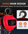 Hang hook design on Beefed Up 1 Ton Hand Chain Hoist With 20 Ft Lift, 2200 Lb Capacity, Come Along Winch With G80 Chain And Dual Hooks