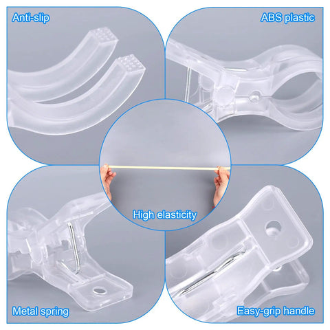 Awesome 10Pc Balloon Arch Clips With 100pcs Clear Party Balloons Heavy Duty Transparent Spring Clamps Durable Tying Ties Stand Strip Kit For Birthday Wedding Decoration Crafts DIY Bash Setup, clear ABS plastic clip close-up