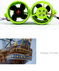 Underwater RC Thruster Motor 12V To 24V 20A Four Blade CW CCW Propeller showcasing components and ship model fitting