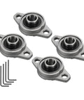 KFL001 Flanged Pillow Block Bearing 12mm Bore Zinc Alloy Self Aligning Flange Mounted Bearing 4 Pack With Screws And Key Wrench, shown with hex keys