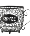 Massive K Cup Pod Holder For Countertop, black rustproof steel coffee pod organizer, holds about 40 K Cups, cup shape