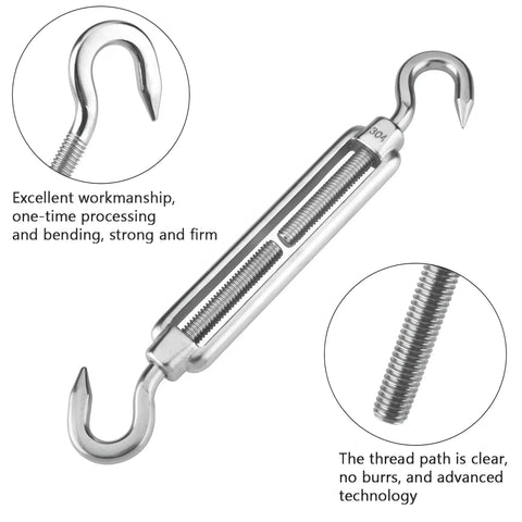304 Stainless Steel Shade Sail Hardware Kit for Outdoor Use, Anti Rust Fixing Hardware Set for Square and Triangle Shade Sails, 12 Piece Kit Plus 16 Screws, Heavy Duty Fasteners for Weatherproof Canopies