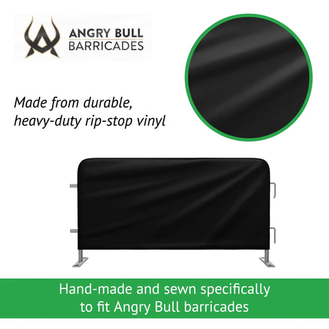 Heavy Duty Black Portable Crowd Control Barricade Jacket Cover 40 Inch By 8 Foot Weather Resistant Sleeve For Outdoor Events And Traffic Management Durable Weatherproof Barrier Wrap For Festivals Parades And Construction Zones