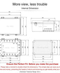 Technical drawing dimensions for Weatherproof Outdoor Electrical Box With IP66 Rating Large 16.4 By 12.4 By 7.1 Inch Junction Box