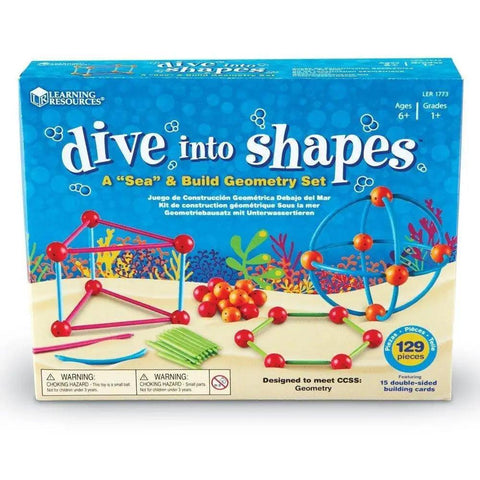 Totally Hands On Dive Into Shapes Sea Themed Geometry Set For Kids With Colorful Sticks And Curves To Build 2D And 3D Shapes Spark Creative Thinking And Boost STEM Skills, 129-piece plastic set