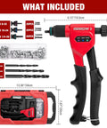 8 Inch Rivet Nut Gun Kit For Tight Spaces With 3 Mandrels 8-32 10-24 1/4-20 And 3 Drill Bits 75 Rivnuts In Sturdy Case