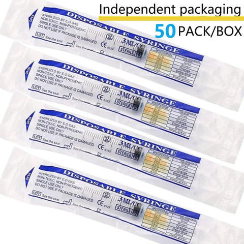 3Cc Lab Syringes With 25 Gauge 5/8 Inch Needle Sterile Individually Sealed Packs For Fluid Dispensing, 50 pack