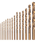 Left Hand Drill Bit Set 15 Pcs M35 Cobalt For Removing Broken Stubs Bolts And Screws Reverse Twist Bits One Sixteenth Inch To Three