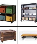 Smooth As Butter Heavy Duty 4 Pack Swivel Castor Wheels 5 Inch Polyurethane Caster Set used on colorful storage carts and shelves.