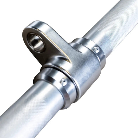 Close-up of Straight Up Heavy Duty Aluminum Curl Bar Attachment compatible with cable machines, showcasing the durable aluminum design.