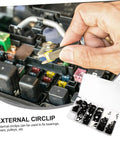 Person using External Retaining Snap Ring Kit With 328 Pieces Steel Assortment 1.5mm To 22mm for auto machinery with organizer