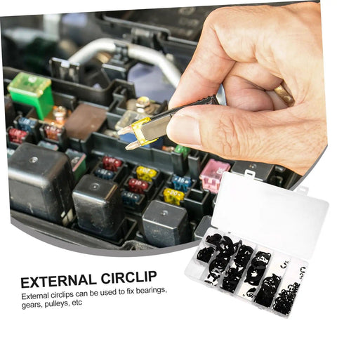 Person using External Retaining Snap Ring Kit With 328 Pieces Steel Assortment 1.5mm To 22mm for auto machinery with organizer