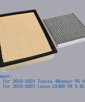 Toyota 4Runner And Lexus GX460 Engine And Cabin Air Filter Replacement Kit For 2010 Through 2024 4.0L V6 And 2010 Through 2023 4.6L V8
