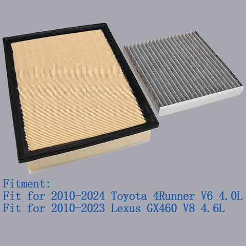 Toyota 4Runner And Lexus GX460 Engine And Cabin Air Filter Replacement Kit For 2010 Through 2024 4.0L V6 And 2010 Through 2023 4.6L V8