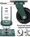Heavy Duty Plate Casters 6 Inch And 8 Inch Swivel Rubber Caster Wheels With Brakes Industrial Set Of 4 showing assembly components.