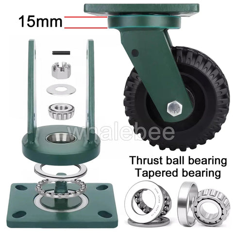 Heavy Duty Plate Casters 6 Inch And 8 Inch Swivel Rubber Caster Wheels With Brakes Industrial Set Of 4 showing assembly components.