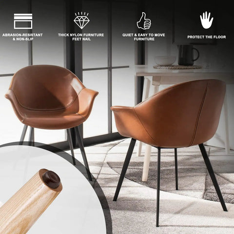 60 Pcs Nylon Furniture Sliders Set For Table And Chair Legs Nail On Round Floor Protectors shown in use on chair legs