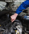 Mechanic using 4 Piece Hook And Pick Set For Tight Spaces Precision Automotive Tools with comfort grip in engine bay