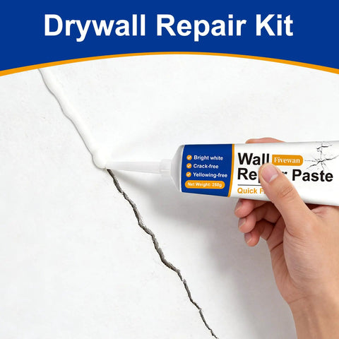 Drywall Repair Kit With Scraper For Quick Hole And Crack Repair showing paste application on wall crack.