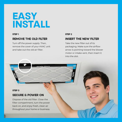 Installation steps for 14x24x1 Air Filter For HVAC System MERV 8 MPR 600 Pleated Furnace AC Filter 2 Pack for improved indoor air quality.