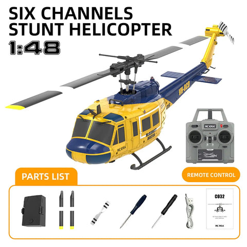 315mm UH-1 Remote Control Helicopter For Adults, 6CH RC Heli With Beefed Up Brushless Motor, toy model with parts and control
