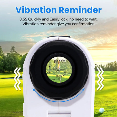 Pro Grade 1200 Yard Golf Range Finder With Slope And Flag Lock Vibration, 7X Magnification, Game Ready Lightweight Rechargeable Laser, Quick Scan, Legal Switch, Range Finder Accessory For Golf White vibration reminder on golf course