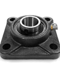 Built Tough 4 Bolt Flange Bearing Unit for Mixers Crushers Bore One and Eleven Sixteenths Inch, Cast Iron Housing, Front View
