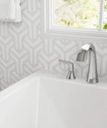 Dope High Arc Tub Faucet Trim Kit With Two-Handle Deck Mount, 3-Hole Fit, Polished Chrome Finish, Sleek Roman Tub Spout installed