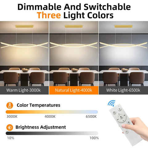 Lit Lightning Shaped LED Chandelier Pendant Light With Remote Control Adjustable 3000K To 6500K Color Temperature display
