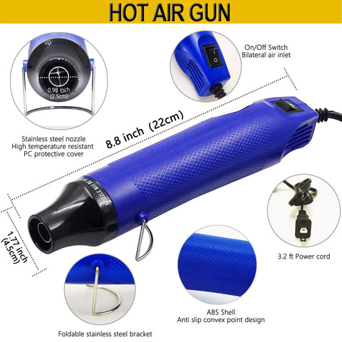 Two To One Heat Shrink Tubing Kit With 300W Mini Heat Gun 580 Pcs Shrink Tubing For Wires Shrink Wrapping And Cable Repair