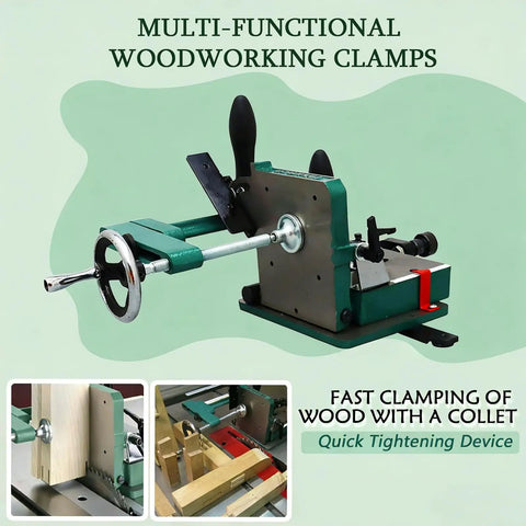 Pro-Grade Tenoning Tool For Table Saws, Multi-Function Woodworking Fixture With Quick Clamp, shown from side angle