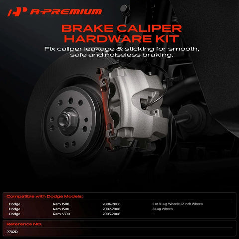 Top Notch Rear Side Disc Brake Hardware Kit For Dodge Ram 1500 2006 2007 2008 With 8 Lug Wheels And Ram 3500 2003-2008 P702D Heavy Duty Replacement Ensures Smooth Stops, rear disc caliper view
