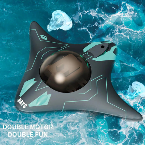 Remote Control Boat With Underwater Camera FPV Real Time View Waterproof RC Boat on water, showing double motor design