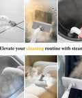 Handheld Steam Cleaner All In One Kit Crushes Tough Stains Fast with attachments cleaning tile, fabric, glass surfaces.