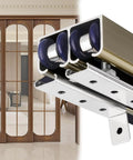 Heavy Duty Double Closet Sliding Door Track Kit With Floor Guide And Rollers For Bypass Barn Doors, Ceiling Mounted Aluminum Rail System