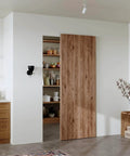 Ceakian 32 Inch Concealed Sliding Barn Door Hardware Kit With Soft Close For 24 Inch Passage Opening Zero Clearance From Wall installed in modern kitchen