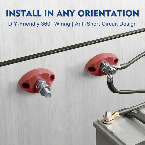 Heavy Duty Single Post Bus Bar Power Distribution Block For 12V 48V DC Systems 200 Amp Rating Featuring Pure Copper Conductors And Stainless Hardware Badass Upgrade For Marine Auto Boat Truck Or RV Wiring Setups Red installed on a panel for secure wiring.