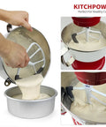 Flex Edge Beater For 6-Quart KitchenAid Bowl-Lift Stand Mixers Paddle Attachment in use, mixing and pouring batter from bowl.
