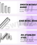 60 Piece M6 M8 M10 Dowel Pin Set In 304 Stainless Steel Dowel Pin Kit With Storage Box showcasing smooth surface design