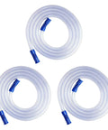 3-Piece 71 Inch Vacuum Suction Hose Set, Extended Connection Tubes, three coiled hoses with blue connectors for home and shop use.