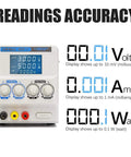 Regulated Variable DC Bench Power Supply 0 To 30V And 0 To 5A Low Noise Switch Mode display panel with reading accuracy