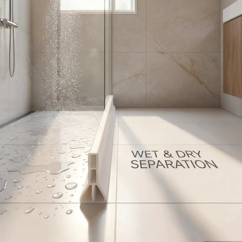 3 Inch Tall Collapsible Shower Threshold Dam, 39 Inch Long Water Splash Guard Barrier For Bathrooms, preventing water overflow