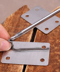 Heavy Duty Stainless Steel Corner Brackets Set Of Five Furniture Hardware With Mounting Screws Ultra Tough Shelf Support Connectors installation process with screw and bracket on wood.